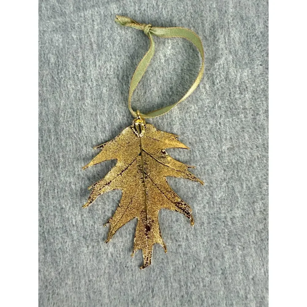 Still Life Real Leaf Ornament Black Oak Gold Dipped 2007 in Original Box